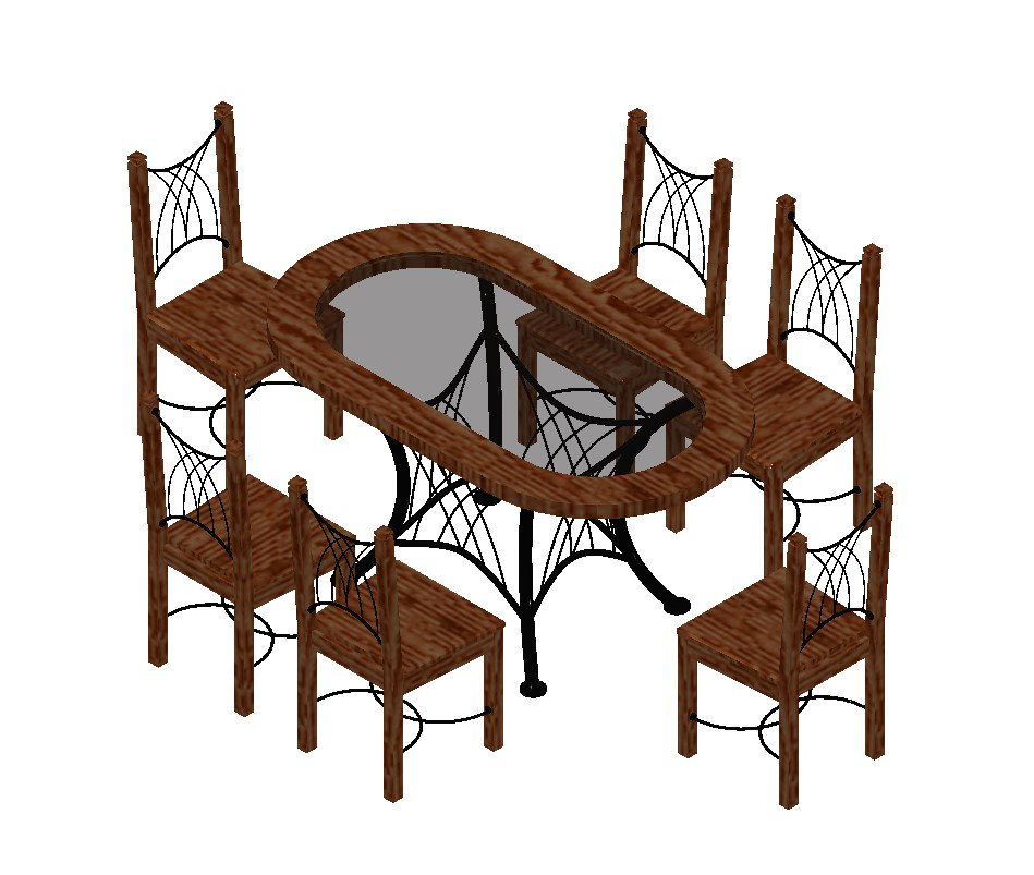 3D drawing of the dinning table in AutoCAD