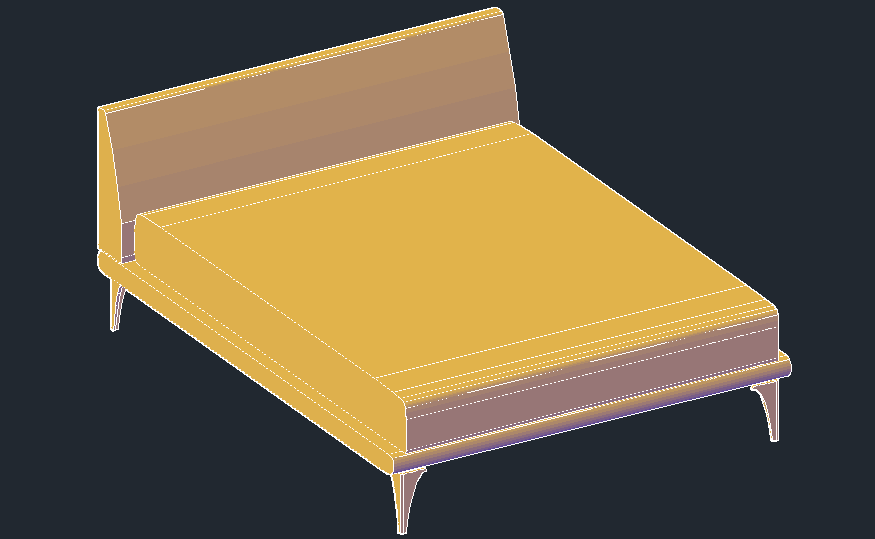 3D drawing of the double bed in AutoCAD