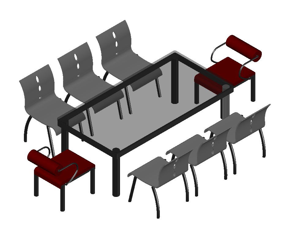 3D drawing of the minimalist dining table in dwg file