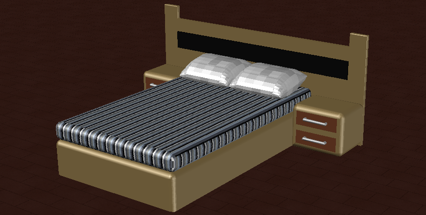 3D drawing of the single bed in autocad