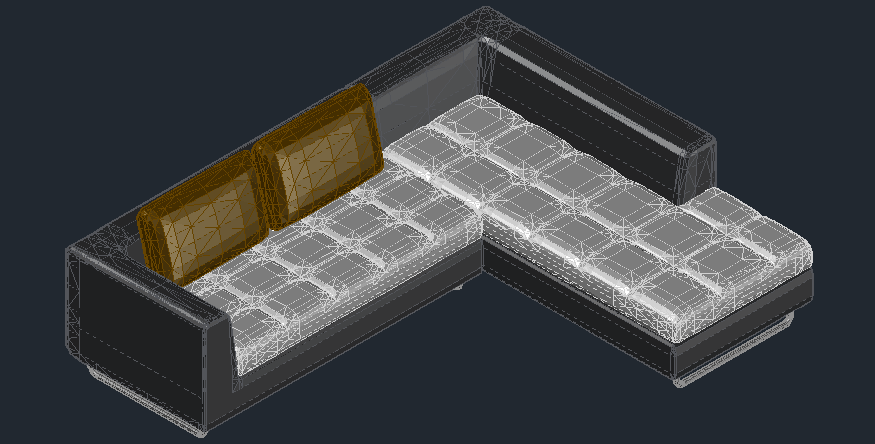 3D drawing of the sofa in AutoCAD