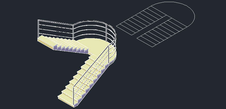 3D drawing of the staircase in AutoCAD
