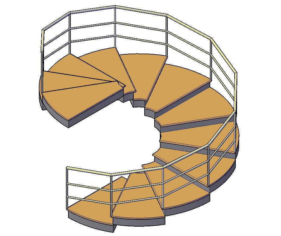 3D drawing of the staircase in dwg file