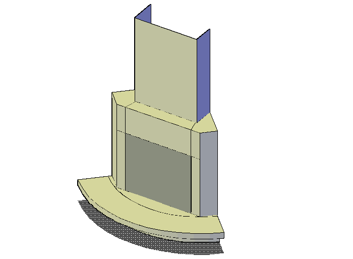 3D front elevation of a fireplace