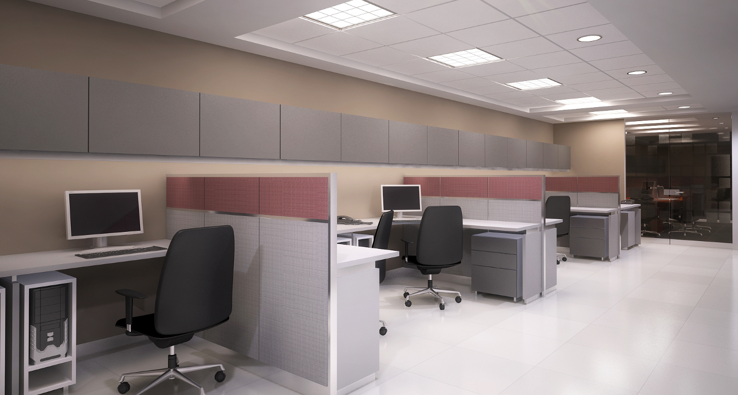 3D image view of office cabin dwg file
