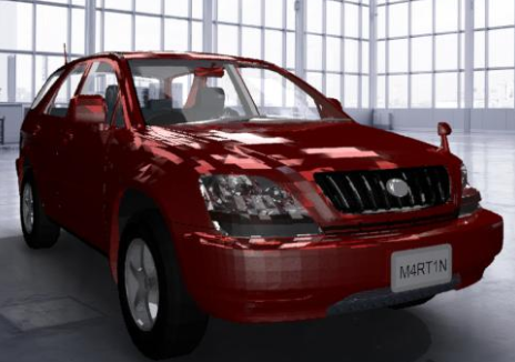 3D vehicle of Toyota harrier car design drawing with red color