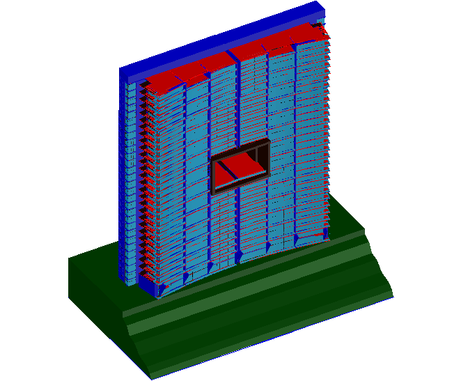 3D view of building with floor view dwg file