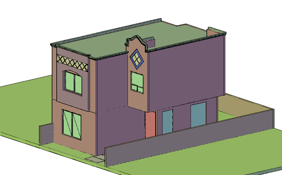 3D view of bungalows design dwg file