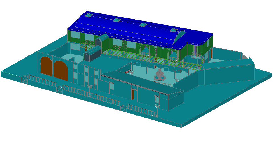 3D view of civic center dwg file