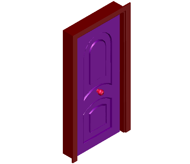3D view of door design with wooden frame