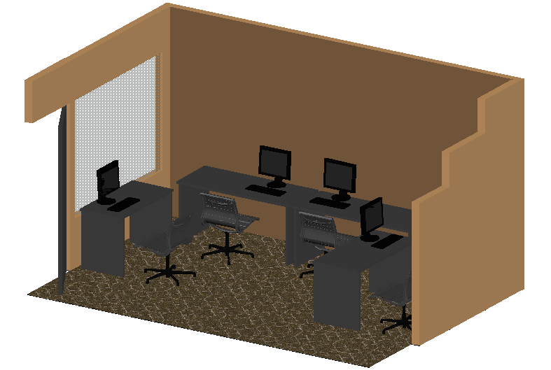 3D view of office interior dwg file