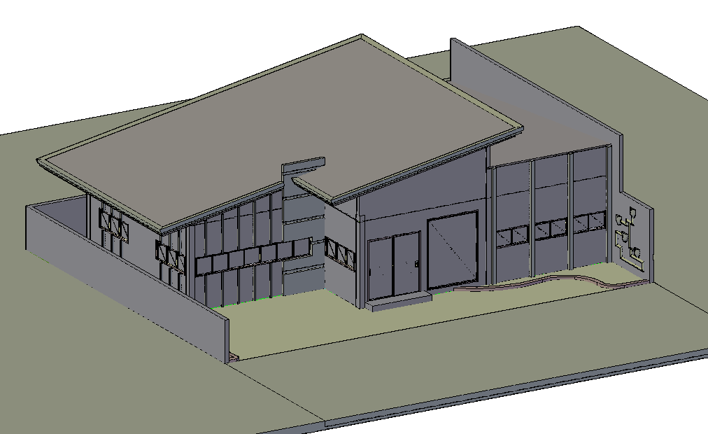 3D view of office with architectural view dwg file