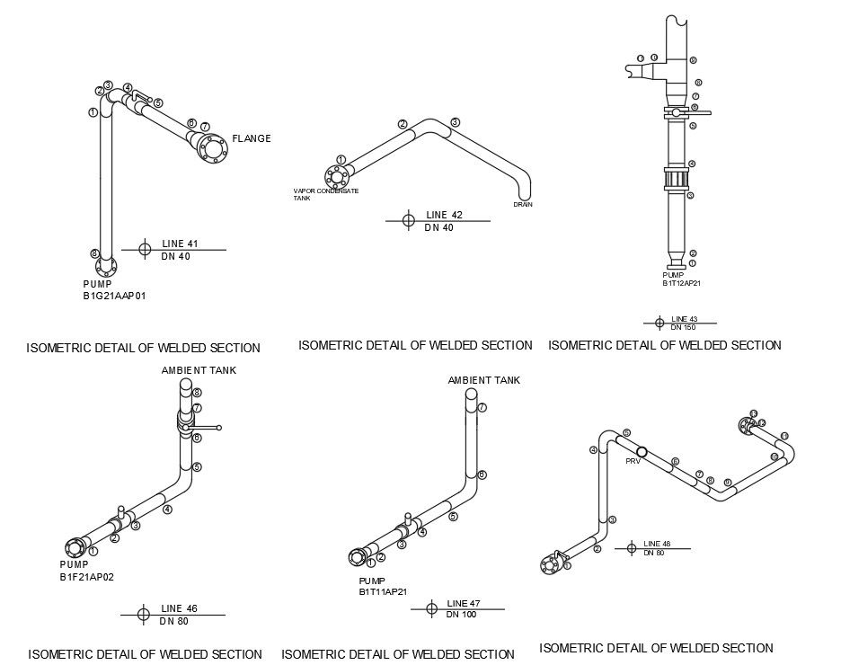 3D Autocad DWG file has the Isometric detail of welded section. Download the DWG file.
