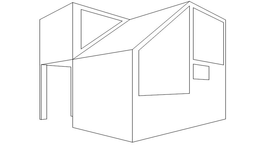 3D Block view of the house plan is given in this Autocad drawing file. Download the Autocad DWG file.