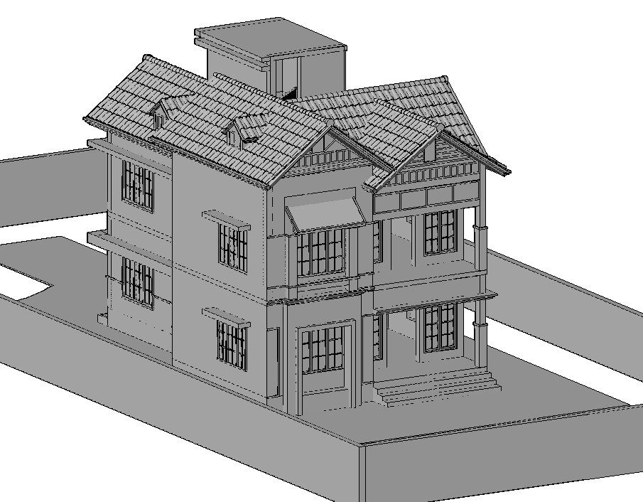 3D House Model Isometric Elevation Design DWG File