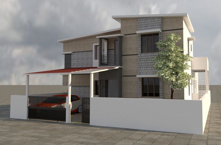 3D House Model With Render Image MAX File