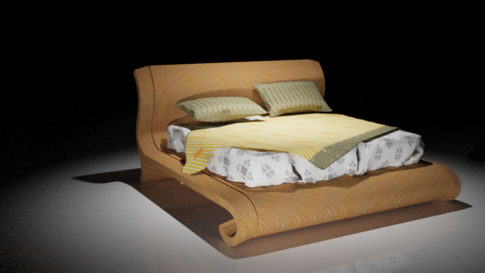 3D Model of Bed CAD Drawing for Interior Design Layout