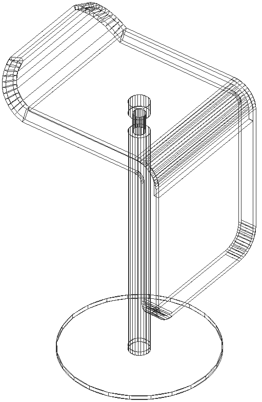 3D Moveable Pedestal Stool Wireframe in DXF CAD Block