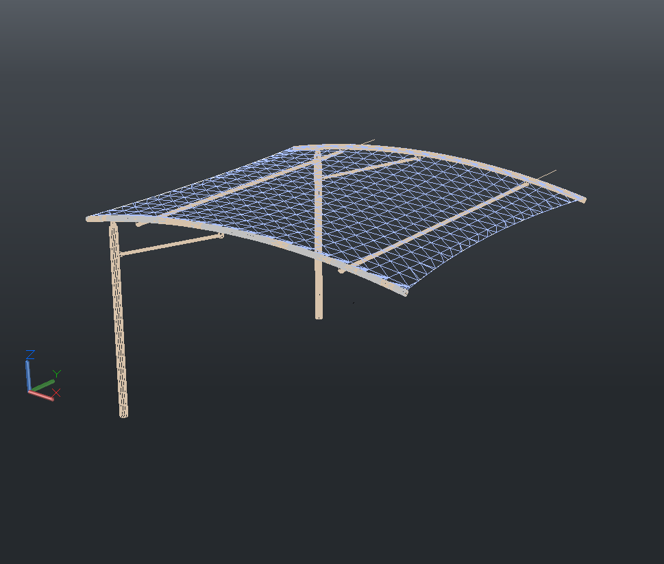 3D Parking Shade Design with Structural Details in AutoCAD File