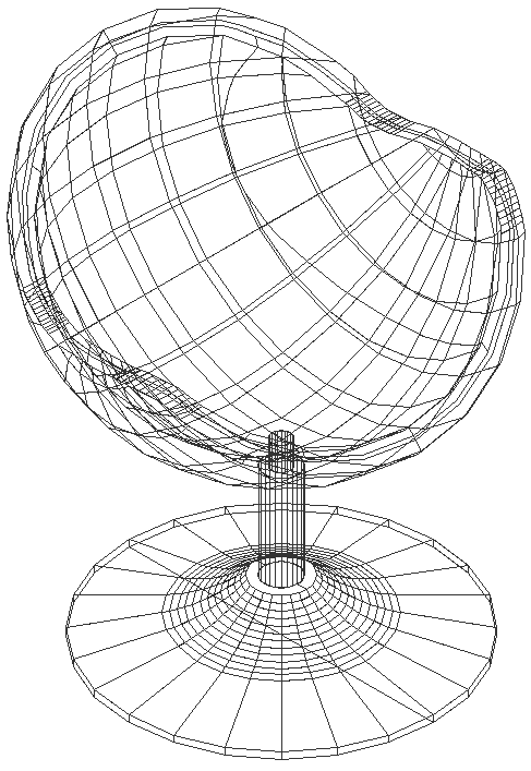 3D Sphere chair model wireframe DXF AutoCAD drawing