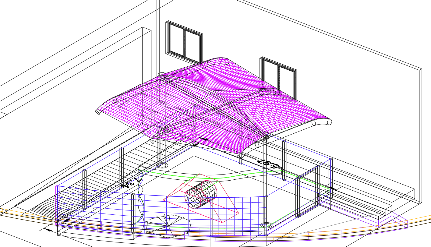 3D Tensile Shade Design and Details in DWG Format