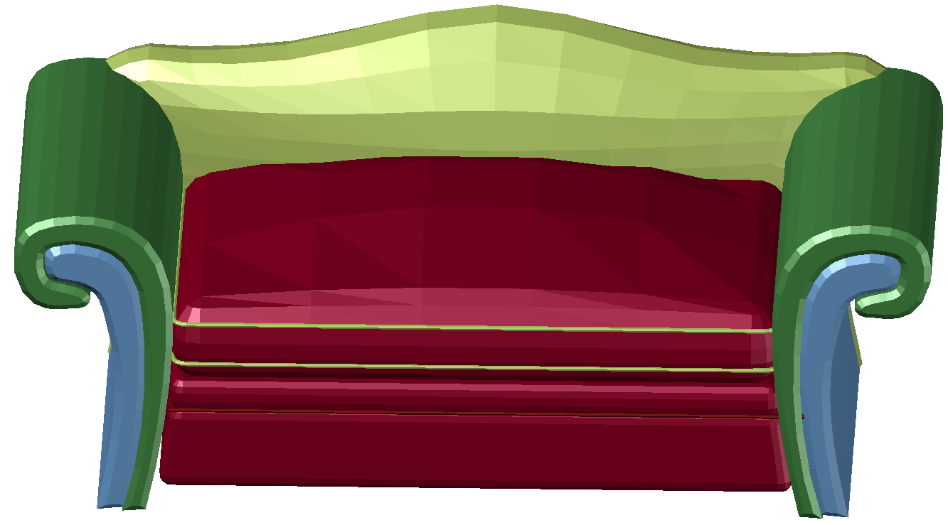 3D Elevation View of 3-Seater Sofa in AutoCAD DWG File