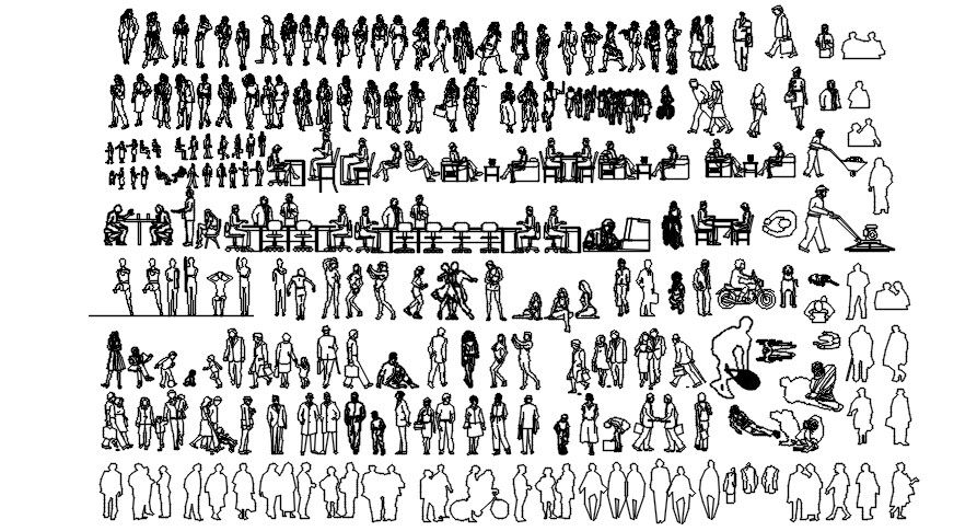 3D human pictures are given in this Autocad drawing file. Download the 2D Autocad drawing file.