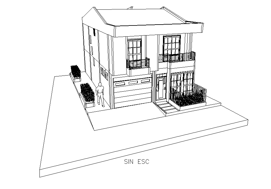 Explore 3D View of 7x14m House Building in AutoCAD Drawing File