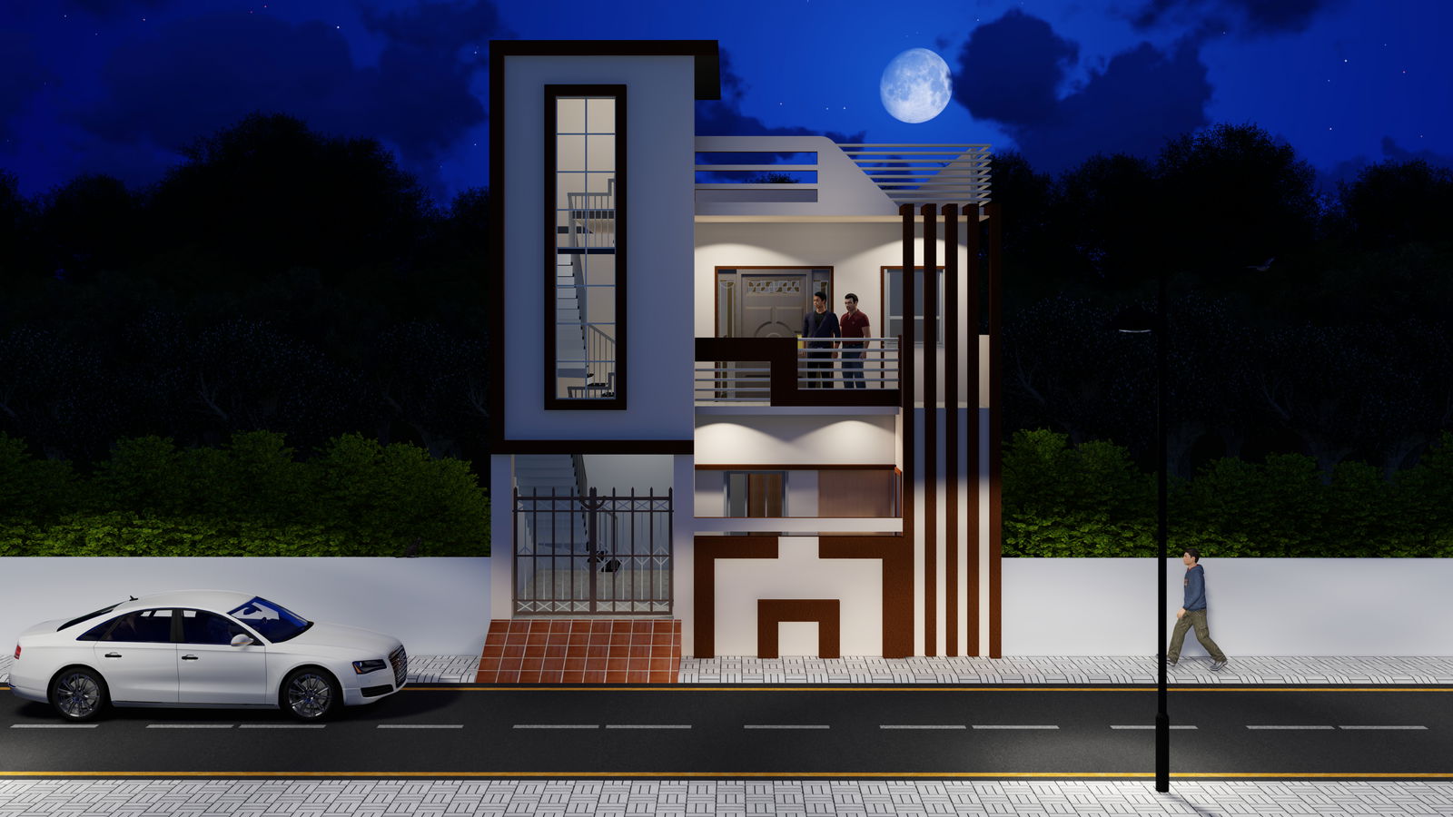 3D view of two story house design is given in this Revit files