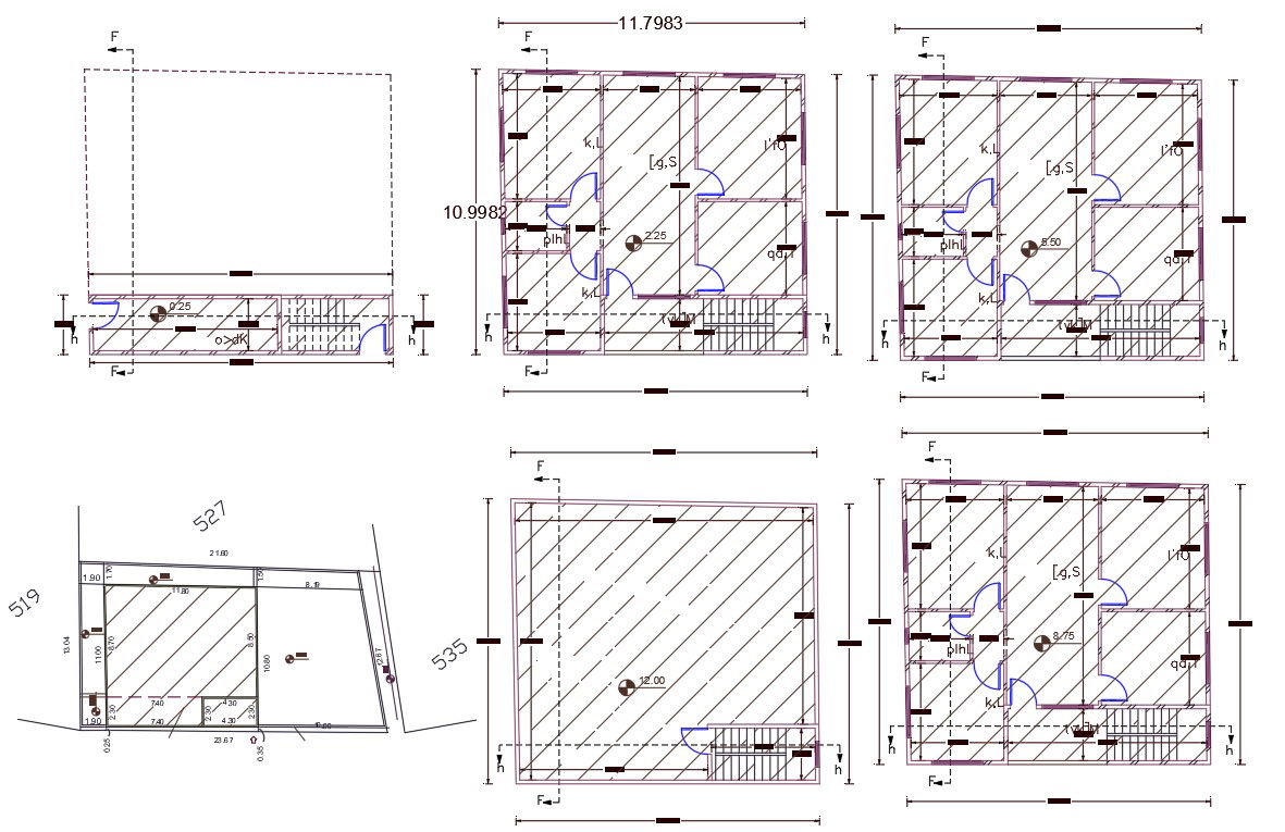 3 Storey Apartment Floor Layout Plan AutoCAD File