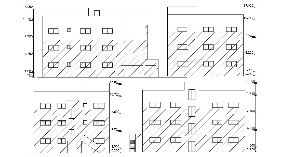 3 Storey Apartment House Building Elevation Design