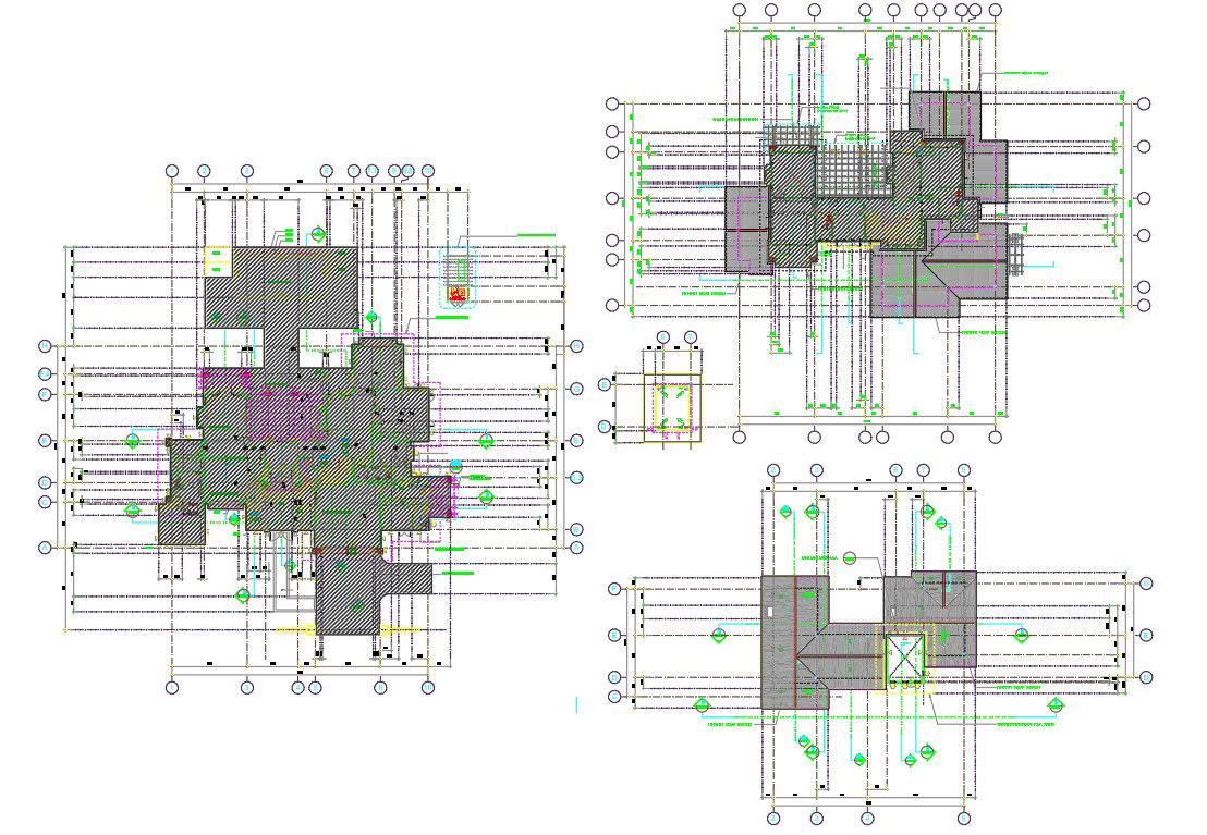 3 Storey House With Center Line Plan AutoCAD File