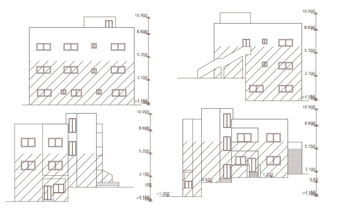3 Story Apartment Building Elevation Design