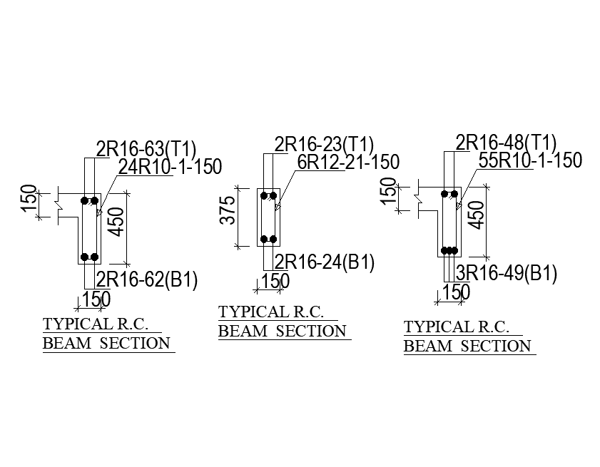3 Typical RC beam section view is given in this Autocad drawing file.Download now.