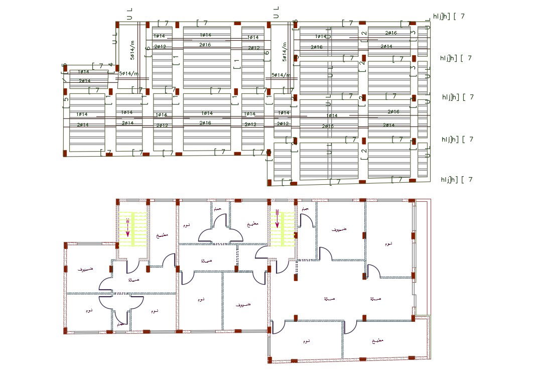 3 Unit House Apartment Cluster Plan AutoCAD File