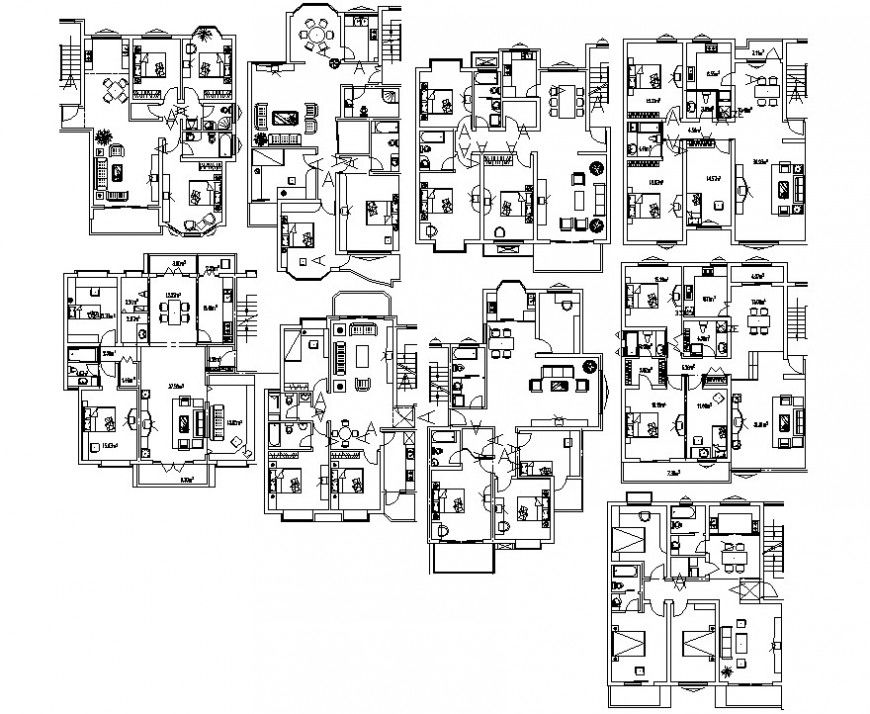 3 and 2 bedrooms residence layout plan