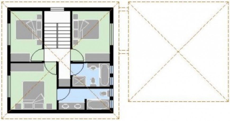 3 bedrooms with top view cad file