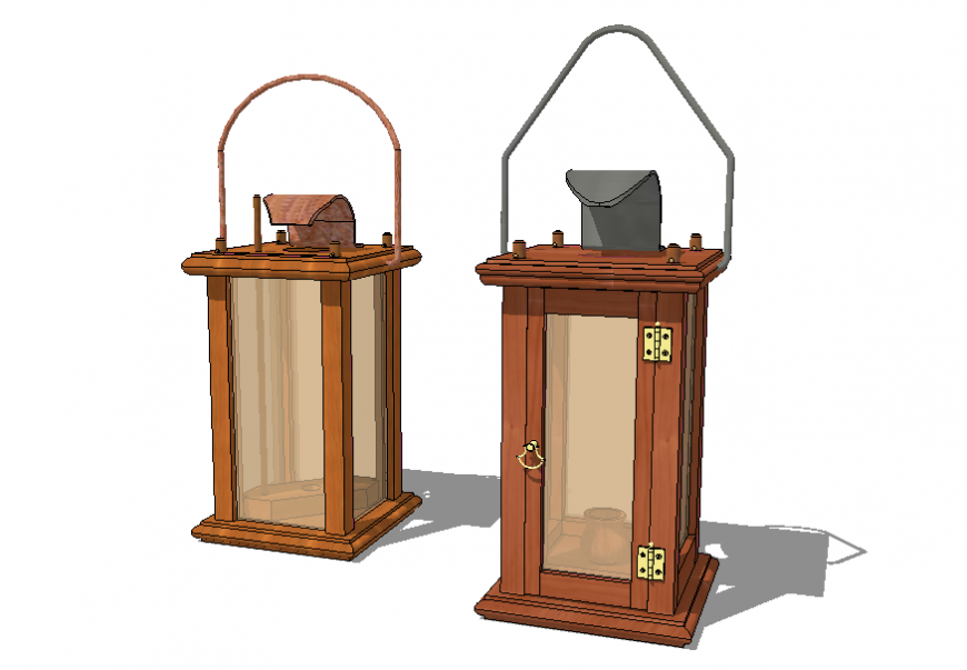 3 d Antique Wooden Candle Lantern plan autocad file
