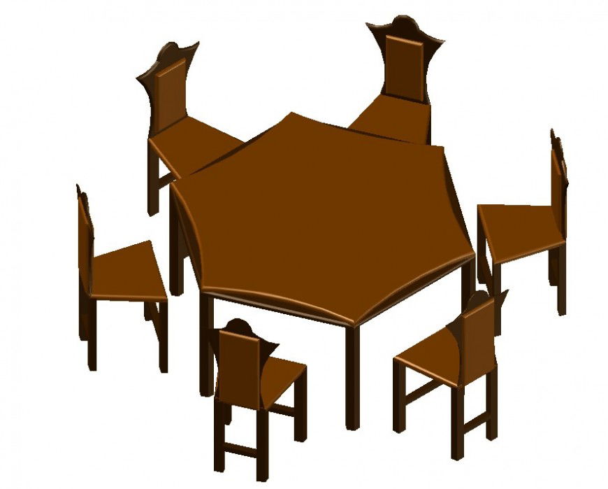 3 d cad drawing of 3 d dining hexagon table  auto cad software