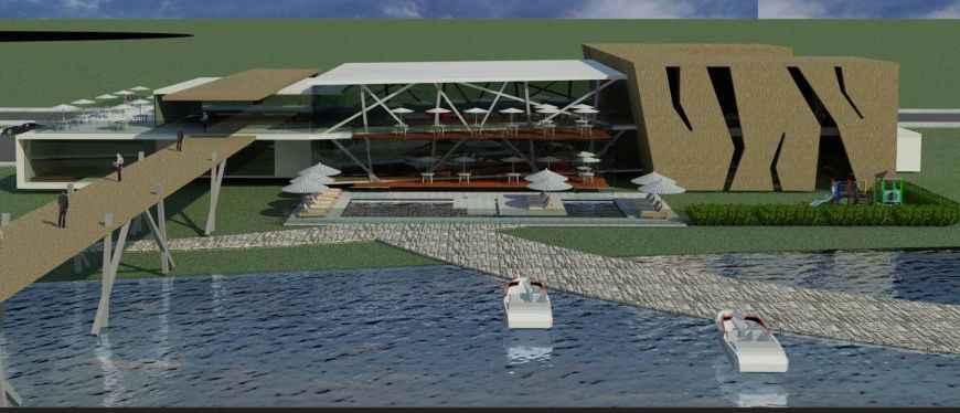 3 d club house modal autocad file