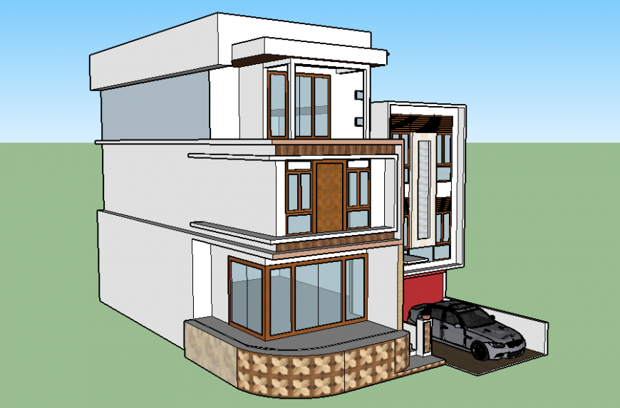 3 d house modal autocad file