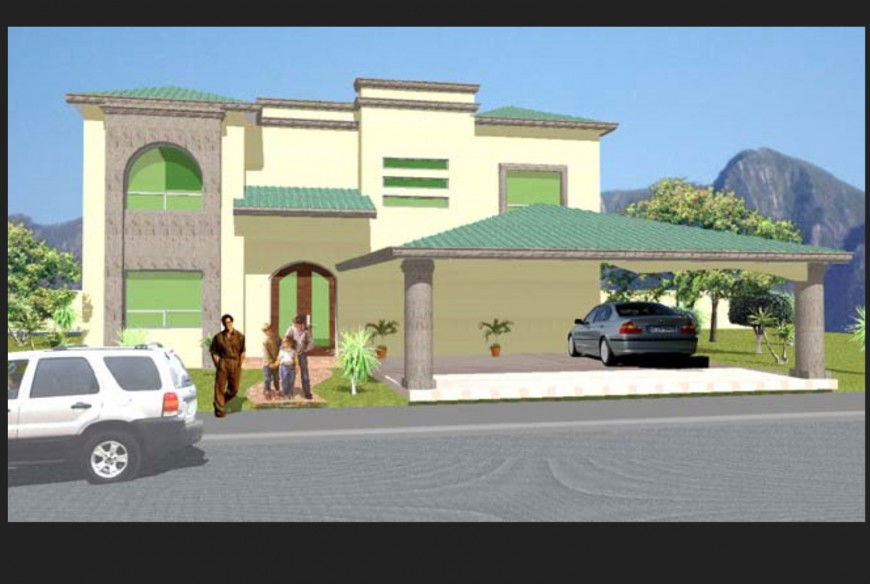 3 D housing modal, front elevation detail