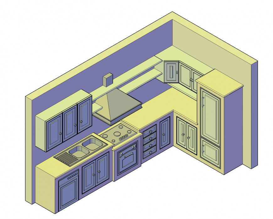 3 d kitchen view plan autocad file