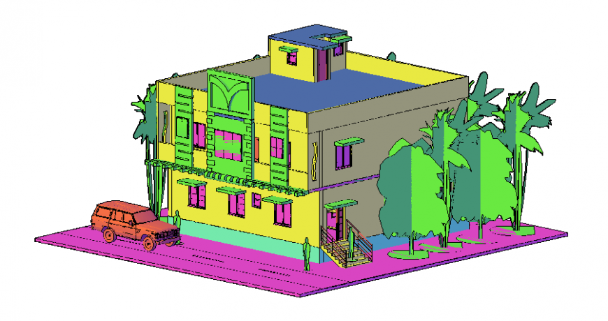 3 d modal house detail dwg file