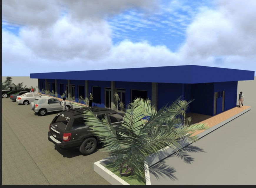 3 D Strip mall shopping center detail