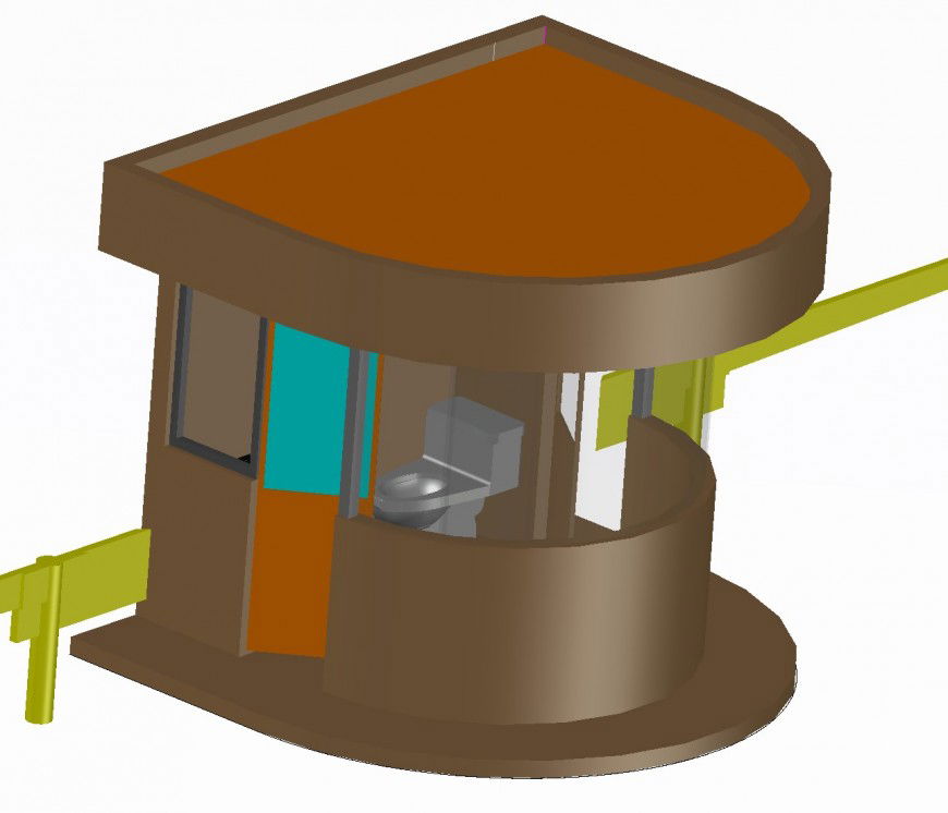 3 D toilet front elevation detail dwg file
