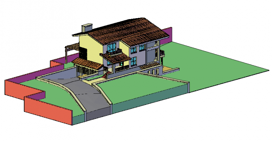 3 d villa house modal layout file