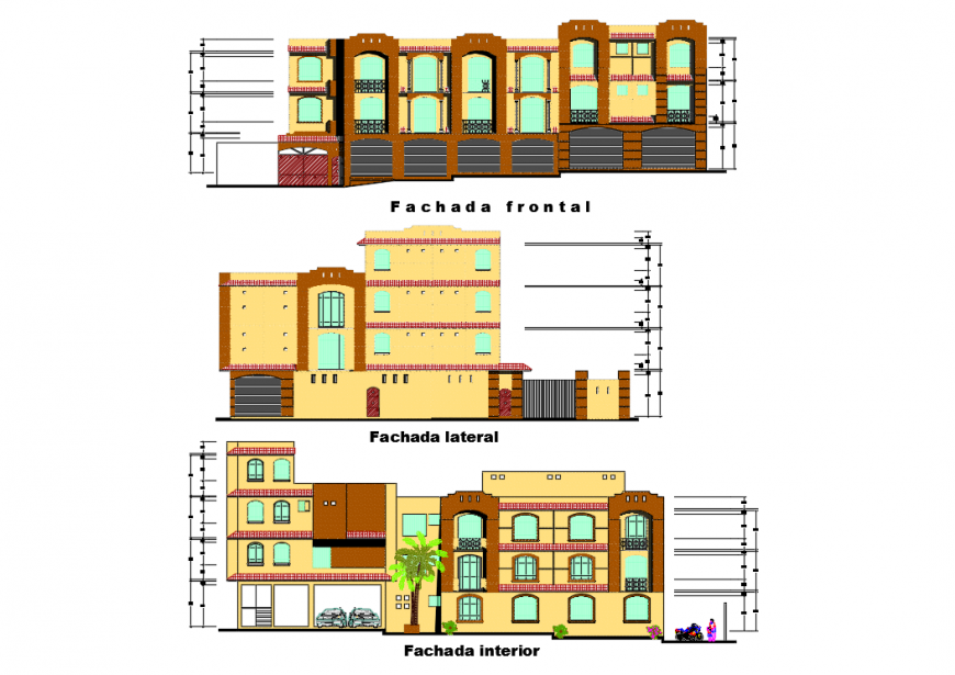 3 store apartment Floor elevation detail