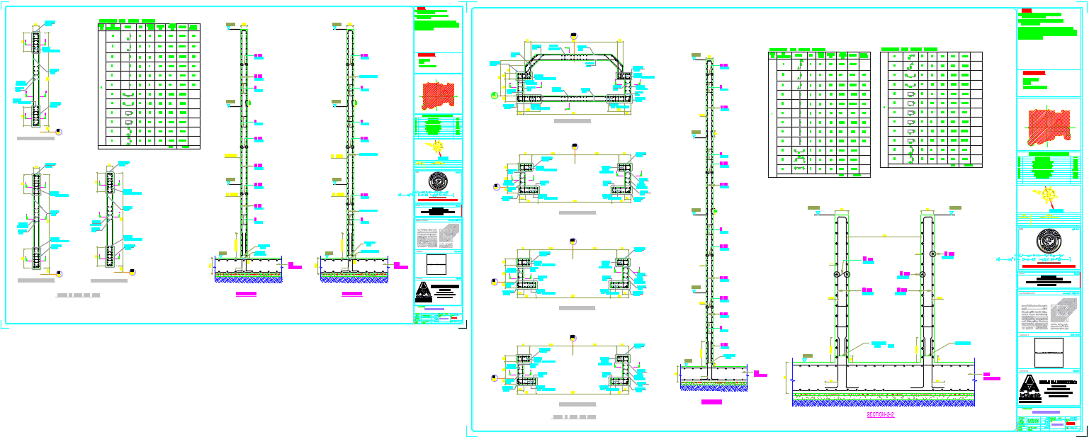 Reinforced Concrete Shear Wall Detailed Section and Design DWG File