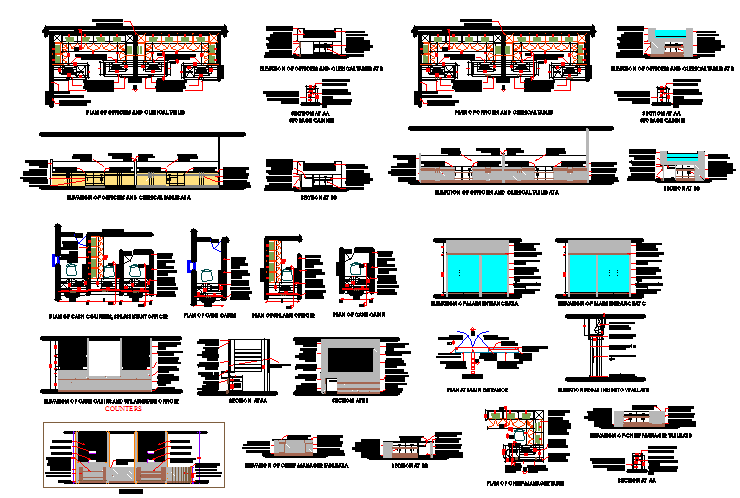 Bank Plan AutoCAD Drawing with Floor Layout and Elevation Design